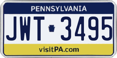 PA license plate JWT3495