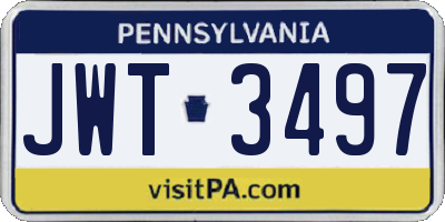 PA license plate JWT3497