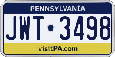PA license plate JWT3498