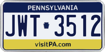 PA license plate JWT3512