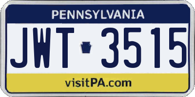 PA license plate JWT3515