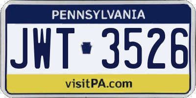 PA license plate JWT3526