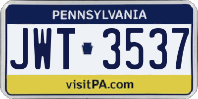 PA license plate JWT3537