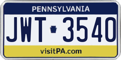 PA license plate JWT3540