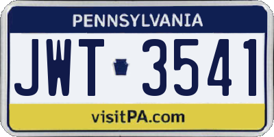 PA license plate JWT3541