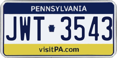 PA license plate JWT3543