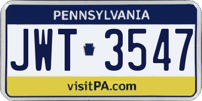 PA license plate JWT3547