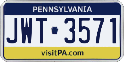 PA license plate JWT3571