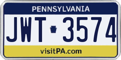 PA license plate JWT3574