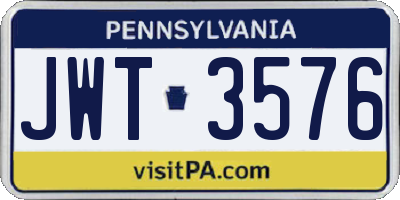 PA license plate JWT3576
