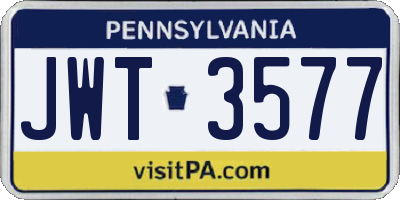 PA license plate JWT3577