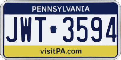 PA license plate JWT3594