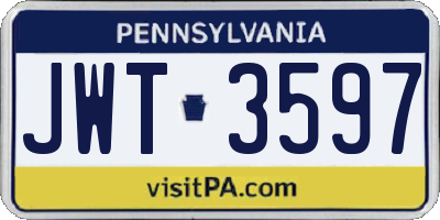 PA license plate JWT3597