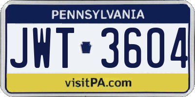 PA license plate JWT3604