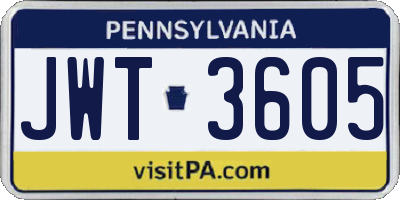PA license plate JWT3605
