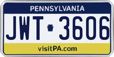 PA license plate JWT3606