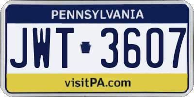 PA license plate JWT3607
