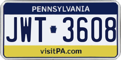 PA license plate JWT3608