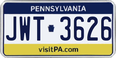 PA license plate JWT3626