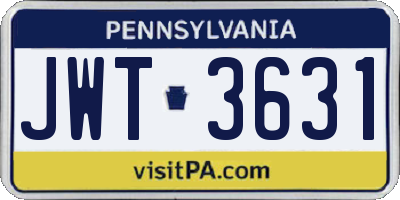 PA license plate JWT3631