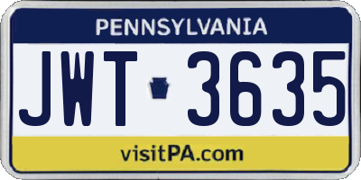 PA license plate JWT3635