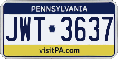 PA license plate JWT3637
