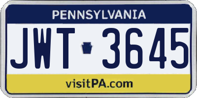 PA license plate JWT3645