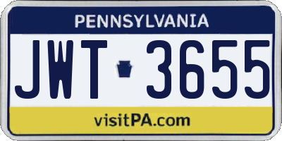 PA license plate JWT3655