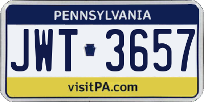 PA license plate JWT3657