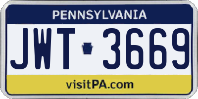 PA license plate JWT3669