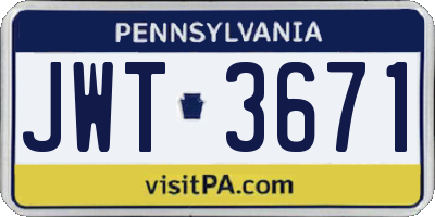 PA license plate JWT3671