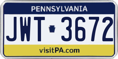 PA license plate JWT3672