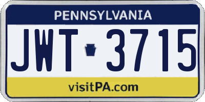 PA license plate JWT3715