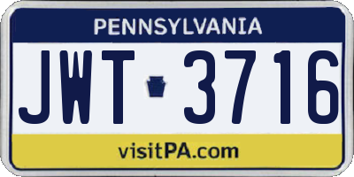 PA license plate JWT3716