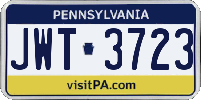 PA license plate JWT3723