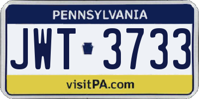 PA license plate JWT3733