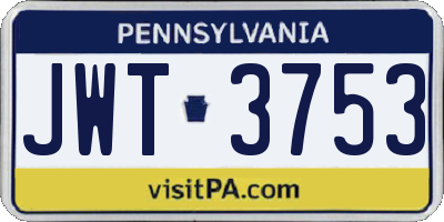 PA license plate JWT3753