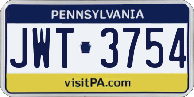 PA license plate JWT3754