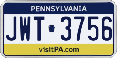 PA license plate JWT3756