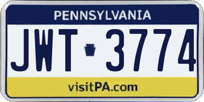 PA license plate JWT3774