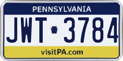 PA license plate JWT3784