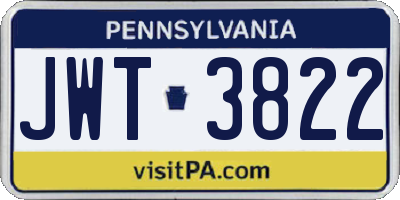 PA license plate JWT3822