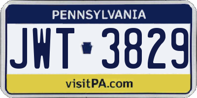PA license plate JWT3829
