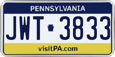 PA license plate JWT3833