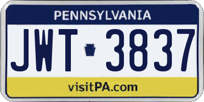 PA license plate JWT3837