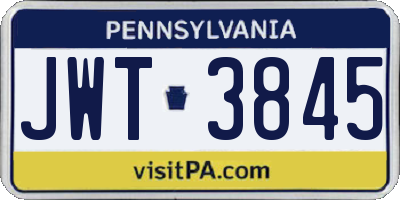 PA license plate JWT3845