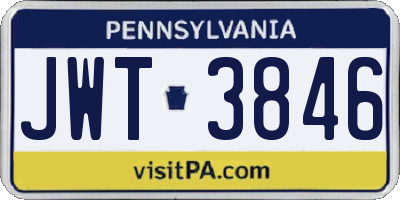 PA license plate JWT3846