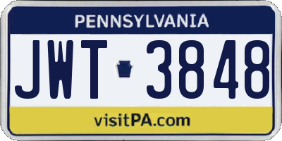 PA license plate JWT3848
