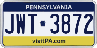 PA license plate JWT3872