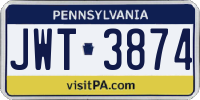 PA license plate JWT3874